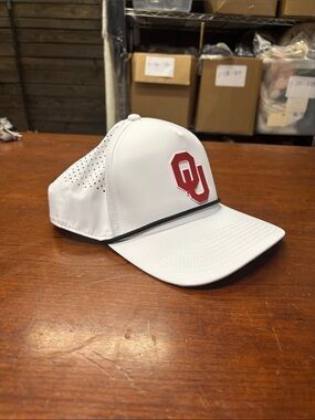 Branded Bills University of Oklahoma White Baseball Cap with Red OU Logo